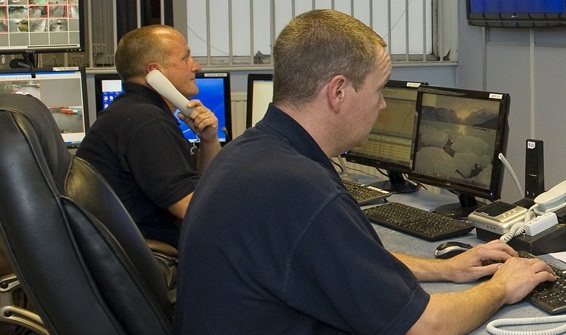 CCTV Monitoring Room with people working, one of our security services in Northamptonshire